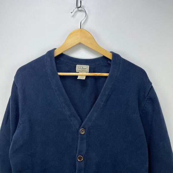 Vintage L.L. Bean Cardigan Knit Sweater Large Cotton - Picture 2 of 9